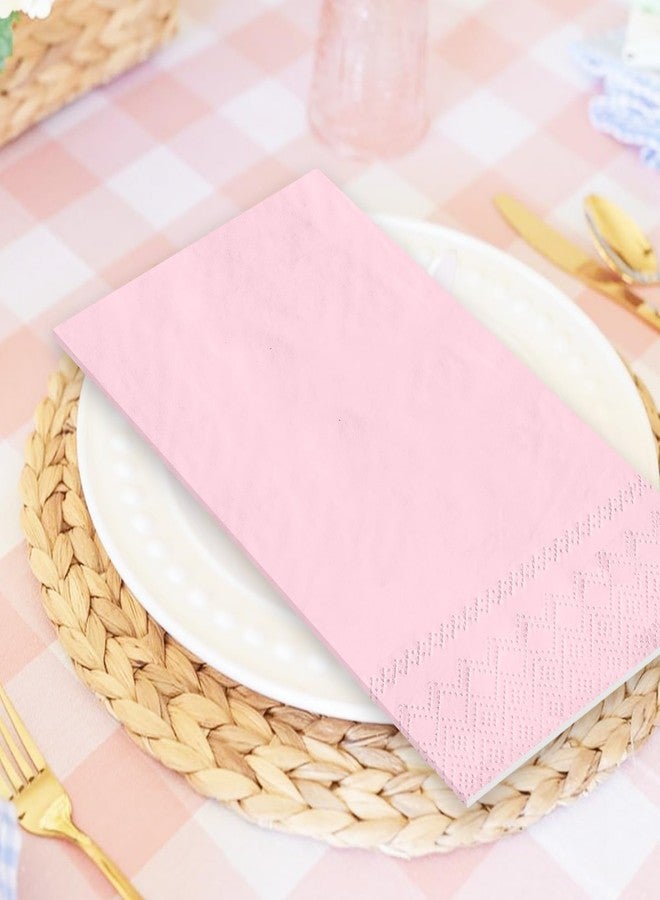 JarThenaAMCS 50 Pcs Light Pink Disposable Guest Napkins - Paper Hand Towel for Bathroom, Wedding, Baby Shower, Dinner, Dessert and Beverage - Image 5